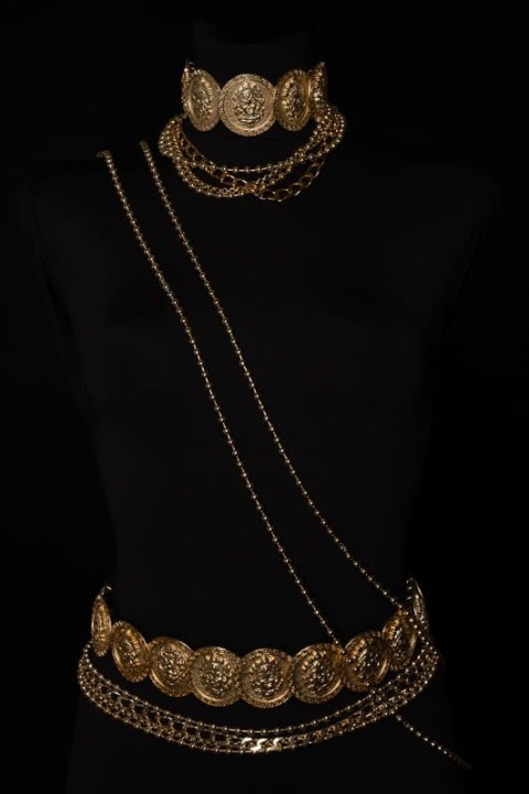 Choker z łańcuchów z kolekcji Black and Gold (C23/FSH/36AU)