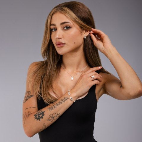 BRANSOLETKA Z BIAŁĄ CYRKONIĄ POSREBRZANA (B25/VIC/01/1AG) BRANSOLETKA Z BIAŁĄ CYRKONIĄ POSREBRZANA (B25/VIC/01/1AG)