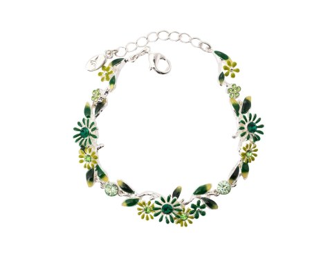 Bransoletka delikatne, zielone kwiatuszki z kryształkami z kolekcji Blossom (B8155AG/Z) Bransoletka delikatne, zielone kwiatuszki z kryształkami z kolekcji Blossom (B8155AG/Z)