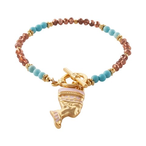 Bransoletka z turkusami z zawieszką Nefretete (B25/LAT/92AU)