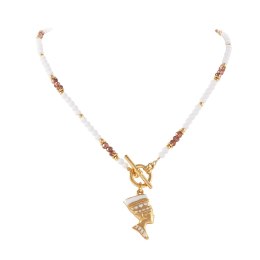 Naszyjnik z agatów z zawieszką Nefretete (C25/LAT/91/1AU)