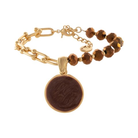 Bransoletka z czekoladowych koralików z plasterkiem (B24/KOR/336AU)