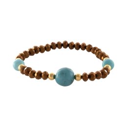 Bransoletka z czekoladowych koralików z turkusami (B24/KOR/318AU)