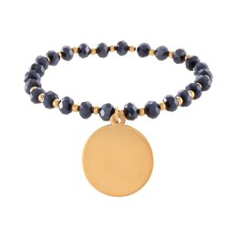 Bransoletka z granatowych koralików z matowym plasterkiem (B24/KOR/345AUM)