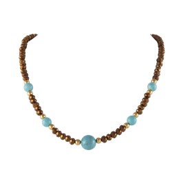 Choker z czekoladowych koralików z turkusami (C24/KOR/318AU)