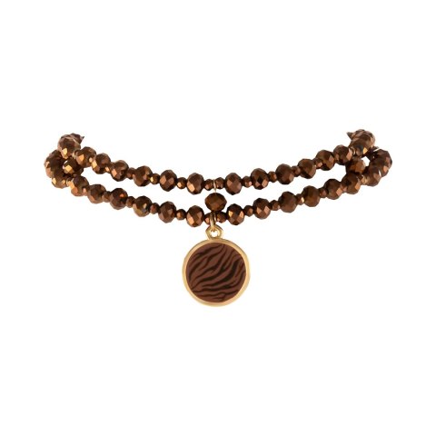 Czekoladowy choker z okrągłą zawieszką w zeberkę (C25/KOR/25AU) Czekoladowy choker z okrągłą zawieszką w zeberkę (C25/KOR/25AU)