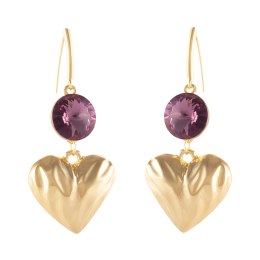 Kolczyki gniecione serca z kryształkami (P25/JES/16AU)