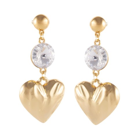 Kolczyki gniecione serca z kryształkami (P25/JES/17AU)