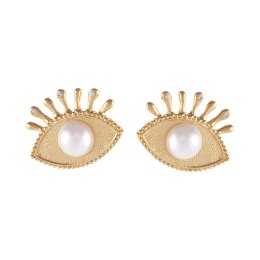 Kolczyki oczy z kryształkami i perełką (P25/JES/11AU)