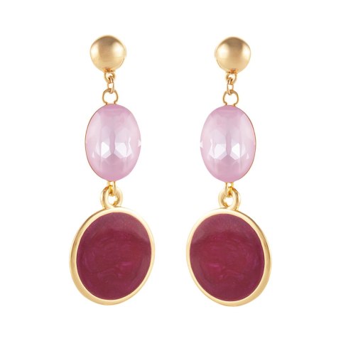 Kolczyki owalne kryształki z emaliowanymi plasterkami (P25/JES/30AU)