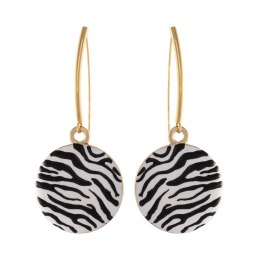 Kolczyki plasterki w czarno białą zeberkę (P25/LAT/117AU)