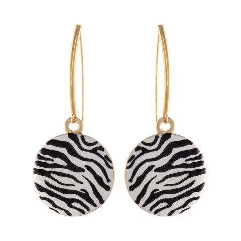 Kolczyki plasterki w czarno białą zeberkę (P25/LAT/117AU)