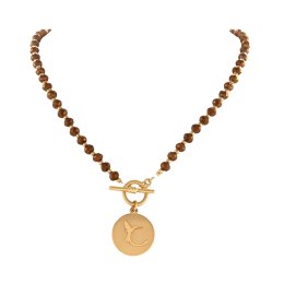 Naszyjnik z czekoladowych koralików z koliberkiem (C24/KOR/338AU)