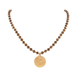 Naszyjnik z czekoladowych koralików z plasterkiem z logo Colibra (C24/KOR/340AU)
