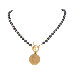 Naszyjnik z granatowych koralików z koliberkiem (C24/KOR/339AU)
