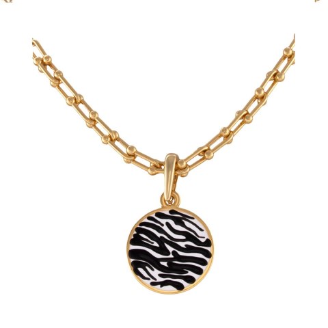 Naszyjnik z plasterkiem w czarno białą zeberkę (C25/LAT/117AU)