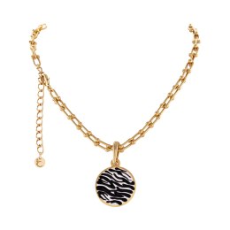 Naszyjnik z plasterkiem w czarno białą zeberkę (C25/LAT/117AU)