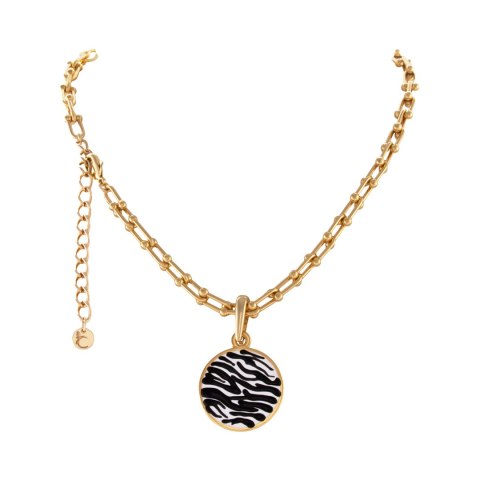 Naszyjnik z plasterkiem w czarno białą zeberkę (C25/LAT/117AU)